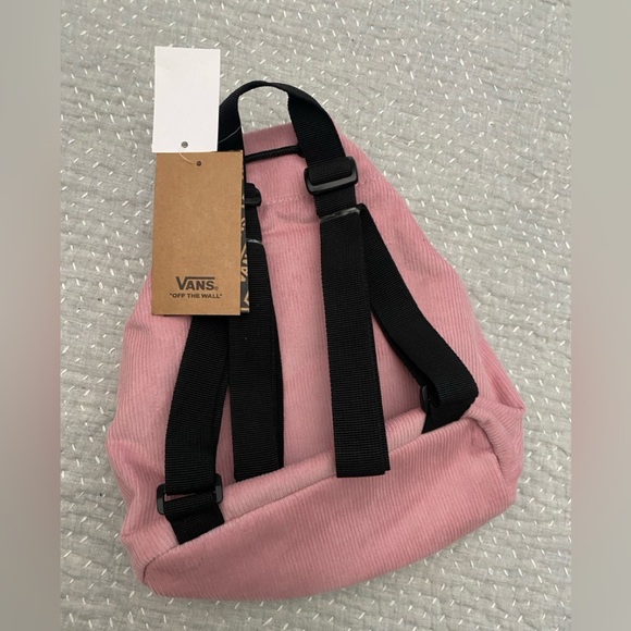 Vans Pink Corduroy Drawstring Backpack with Front Zip Pocket - Picture 6 of 8